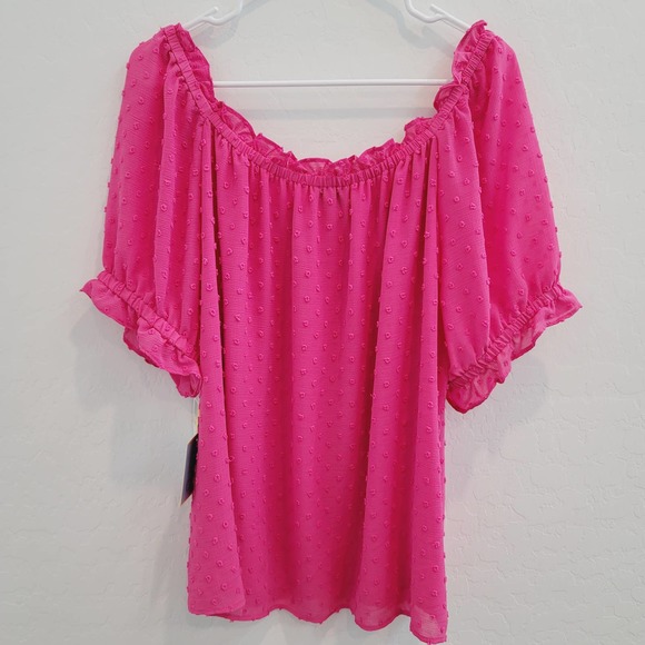 NWT CeCe Bright Rose Swiss Dots Blouse Top Women's Size 2X - Picture 12 of 13